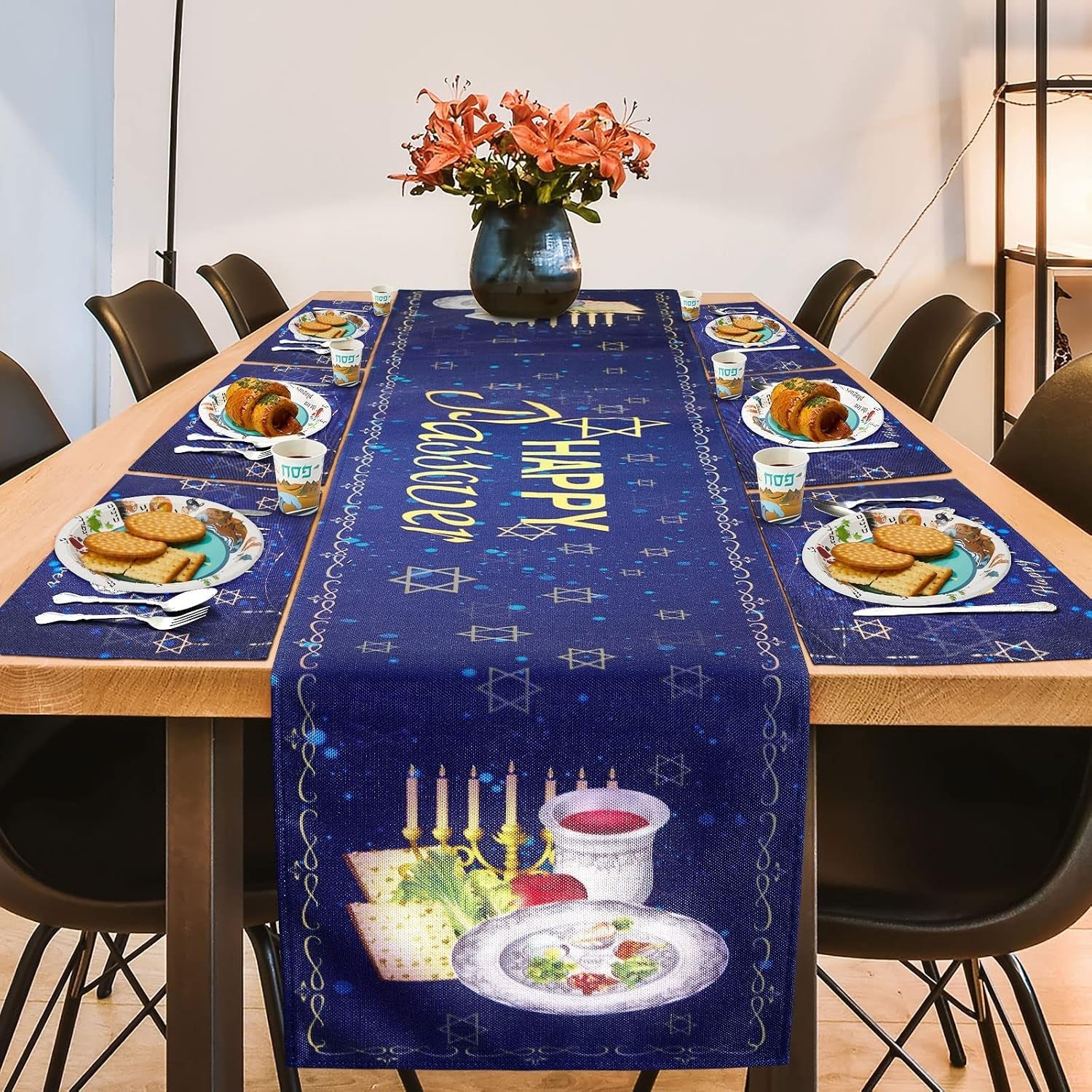 2-pack-happy-passover-table-runner-72-x-13-inch-linen-pesach-seder-table-decoration-star-of-david-menorah-design-jewish-holiday-party-kitchen-dining-home-decor-dark-blue
