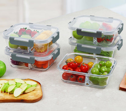 10 Pack,30 Oz, 2 Compartments Glass Meal Prep Containers with Lids6
