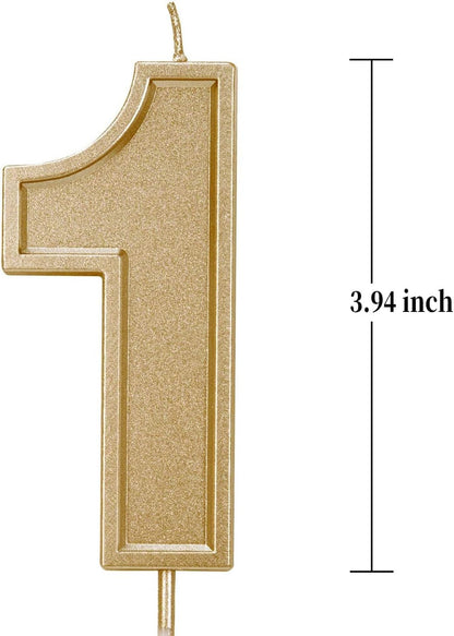 3.94 Inch Oversized Number Birthday Candle Large Gold Glitter Cake Candle2