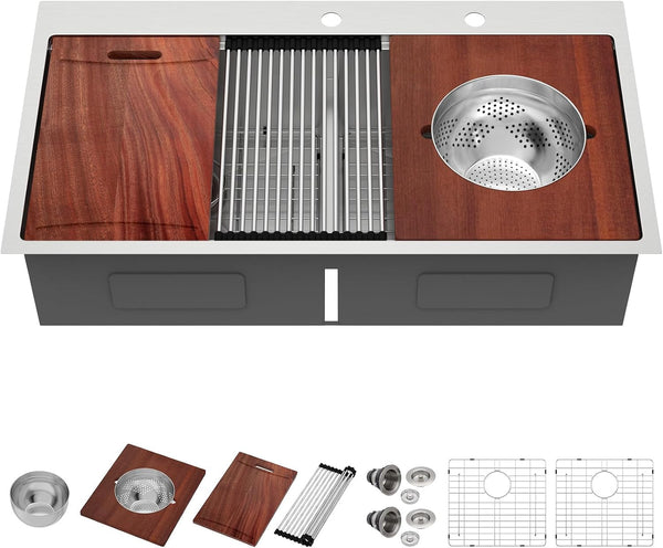 42 Inch 42X22 Drop in Sink Double BOWL 50/50 Kitchen Sink1