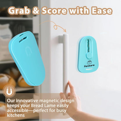 Professional Bread Lame,Upgraded Extractable & Magnetic Bread Lame Dough Scoring Tool,Premium Sourdough Scoring Tool for Sourdough Bread Baking & Bread Making Tools,Includes 10 Razor Blades (Blue)5