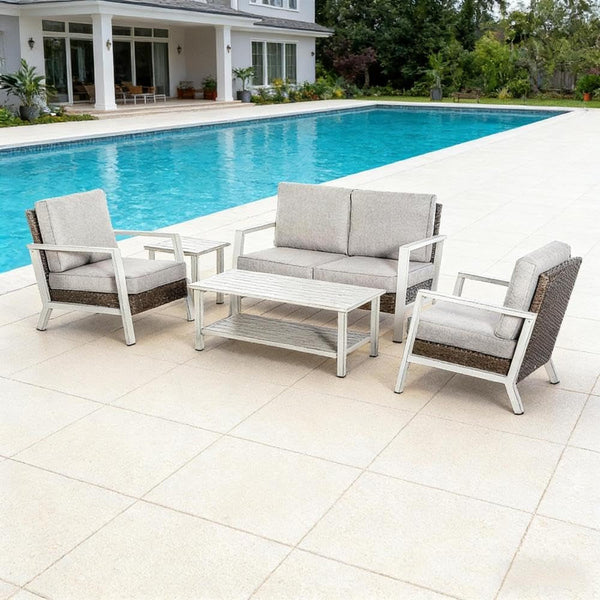 Outdoor Conversation Furniture Set with All-Weather Wicker and Powder-Coated Frame for Patio, Deck or Garden2