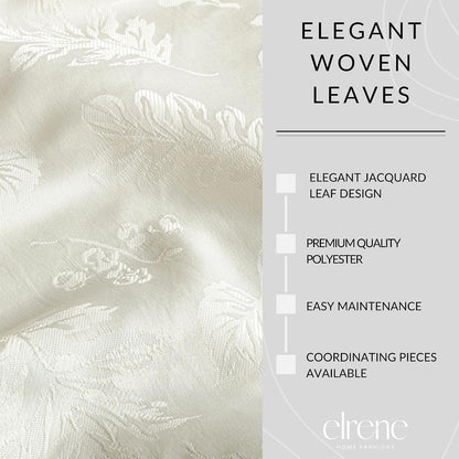 Elegant Woven Leaves Jacquard Damask Tablecloth, Ivory - 60" W X 84" L Oval3