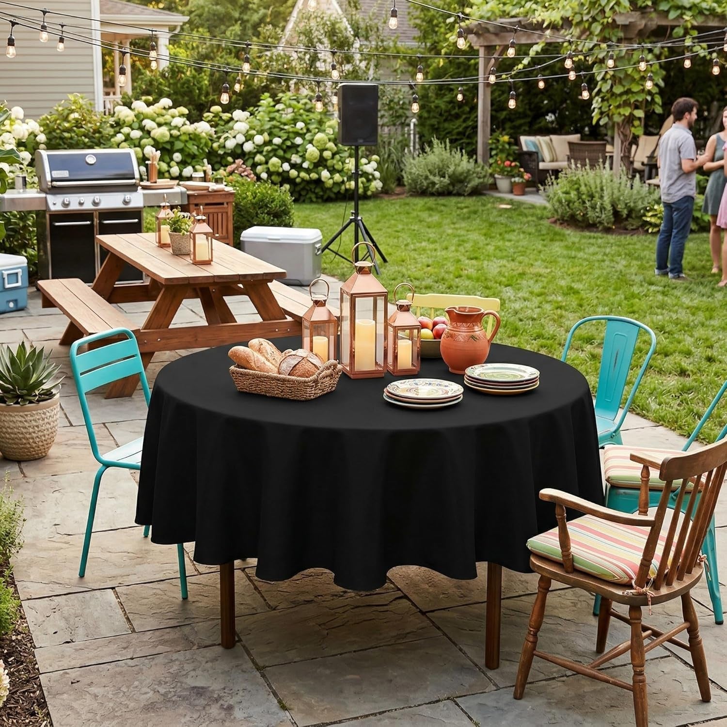 black-round-tablecloth-60-inch-diameter-for-20-48-inch-tables-water-resistant-spill-proof-washable-polyester-cloth-decorative-fabric-cover-for-dining-buffet-parties-and-camping