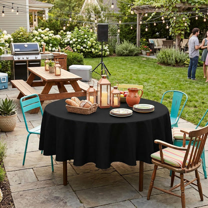round Tablecloth 70 Inch Fits 20-58 Inch Tables, Black3