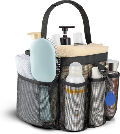 Mesh Shower Caddy Portable for College Dorm Room Essentials with 8-Pocket Large Capacity,Quick Dry Shower Bag for Bathroom, Beach,Gym1