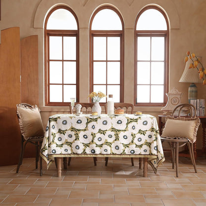 Designer French Linen Tablecloth Rectangular,110"X63"-Hidaka9
