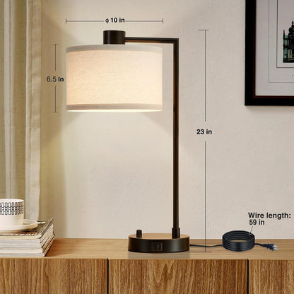 Table Lamp for Bedroom Set of 2 with USB C+A Ports, Fully Stepless Dimmable Bedside Lamp with Linen Lampshade, Contemporary Lamp for Living Room Reading Office, 2 LED Bulbs Included (Black) | Nightstand Lamp with Linen Lampshade, 2 LED Bulbs Included,Desk Lamp for Bedroom, Living Room, End Table, Reading, Office7