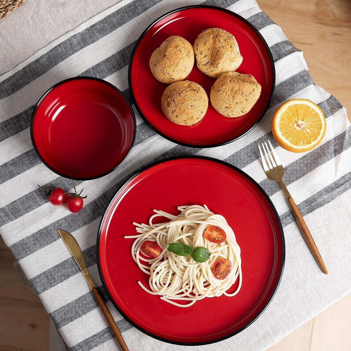 melamine-12-piece-modern-dinnerware-set-kitchen-plates-and-bowls-sets-luxury-2-tone-red-and-black-ceramic-look-dish-set-for-4-christmas-luxury-dinnerware-dishes-set