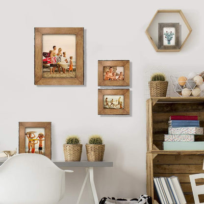8X10 Picture Frames with Bark Edges, Rustic Wood Photo Frame for Tabletop or Wall Display, Natural Brown.7