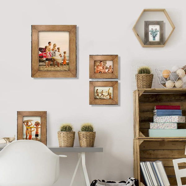 8X10 Picture Frames with Bark Edges, Rustic Wood Photo Frame for Tabletop or Wall Display, Natural Brown.7