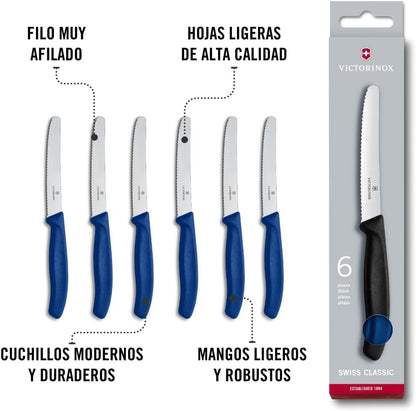 Victorinox Swiss Classic Tomato and Table Set, 6 Pieces Paring Knife, Set of 6, Blue (6.7832.6)7