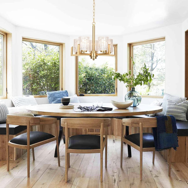 19.3" Dining Room Chandeliers, Brushed Brass Contemporary Coastal Lighting Fixture for Kitchen, Bedroom, Entryway, ETL Listed, AL2218-H54