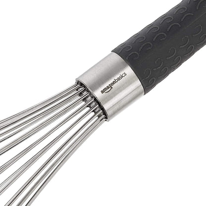 Stainless Steel Wire Whisk Set for Cooking, Different Sizes, Easy to Hold Ergonomic Handle, 3 Piece, Black/Silver3