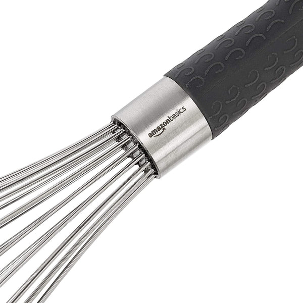 Stainless Steel Wire Whisk Set for Cooking, Different Sizes, Easy to Hold Ergonomic Handle, 3 Piece, Black/Silver3