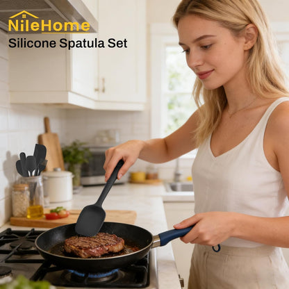 6 Pieces Silicone Spatula Set with Silicone Brush,Mixing-Black | Food-Grade Material,Heat Resistant up to 600°F,Dishwasher Safe,Bpa-Free7