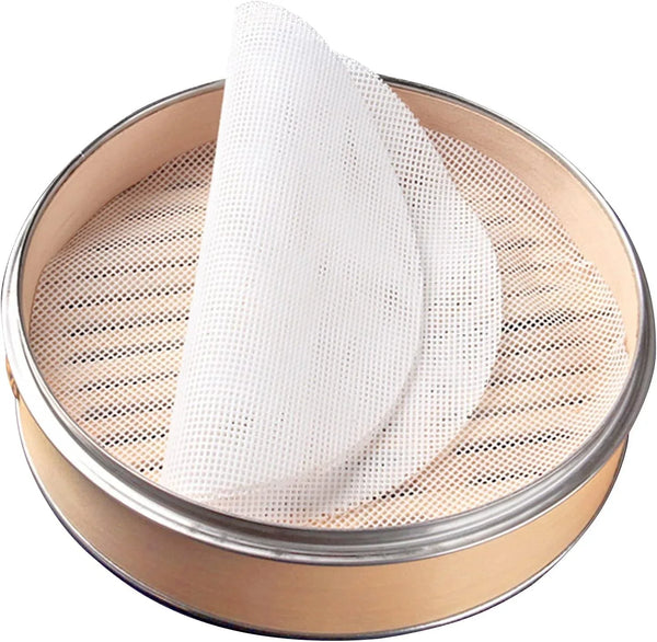 10 Inch Silicone Bamboo Steamer Liners - Non-Stick, Reusable Steamer Mesh Mats for Steamed Buns, Dumplings, Veggies, Dim Sum, Momo, Rice, and Fish - Food Grade BPA Free (4Pcs)1