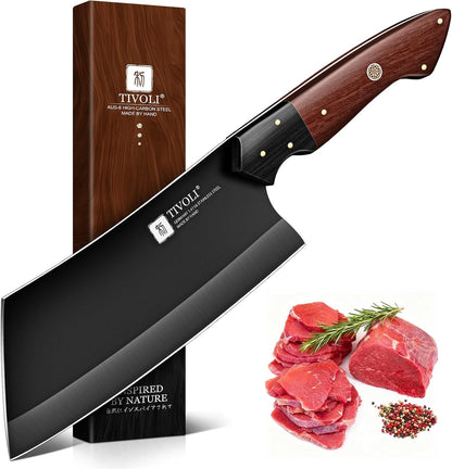 Meat Cleaver Knife 7 Inch - Black Butcher Knife for Meat Cutting1