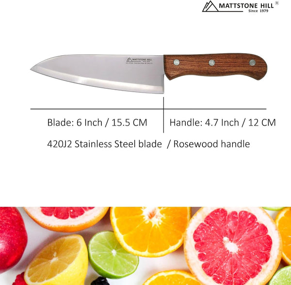 Chef Knife 6 Inch - MATTSTONE HILL Cook'S Knife, Kitchen Knife, High Carbon Stainless Steel, Wood Handle2