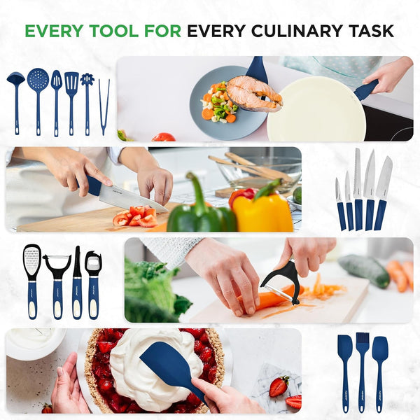 54 Piece Professional Grade Complete Home Kitchen Cookware Set, Ceramic Non-Stick Bakeware, Pot and Pans Kit, Cool-Touch Handles, Safe for Gas, Electric, Induction Cooktops, Easy Clean5
