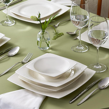 New Flava Bone China Dinnerware Set for 6, 24-Piece White Dinner Set, Lightweight & Durable Fine Bone China Plates and Bowls, Elegant Tableware for Everyday Dining and Special Occasions1