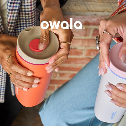 Owala Smoothsip Slider Insulated Stainless Steel Coffee Tumbler, Reusable Iced Coffee Cup, Hot Coffee Travel Mug, BPA Free 12 Oz, Pink (Pucker Up)5