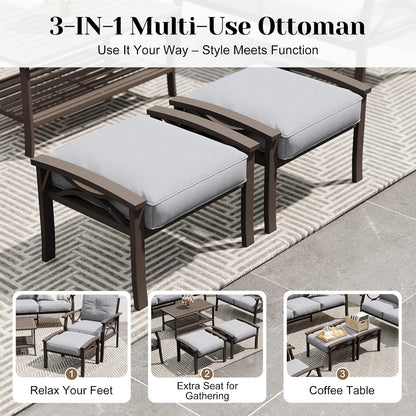 7-Pieces Outdoor Patio Furniture Set, Outdoor Metal Sectional Furniture with Cushions, Outdoor Conversation Seating Set with Coffee Table for Backyard,Garden, Balcony, Deck, Backyard, Grey4