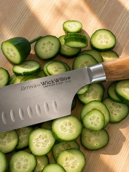 6.5” Nakiri Knife – Swedish Steel, Olive Wood Handle, Daily Prep4