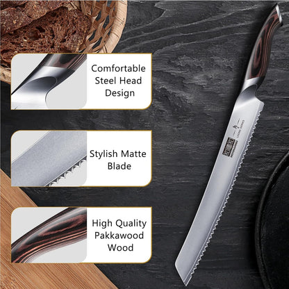 Bread Knife 10 Inch, Ultra Sharp Japanese Serrated Bread Knife4