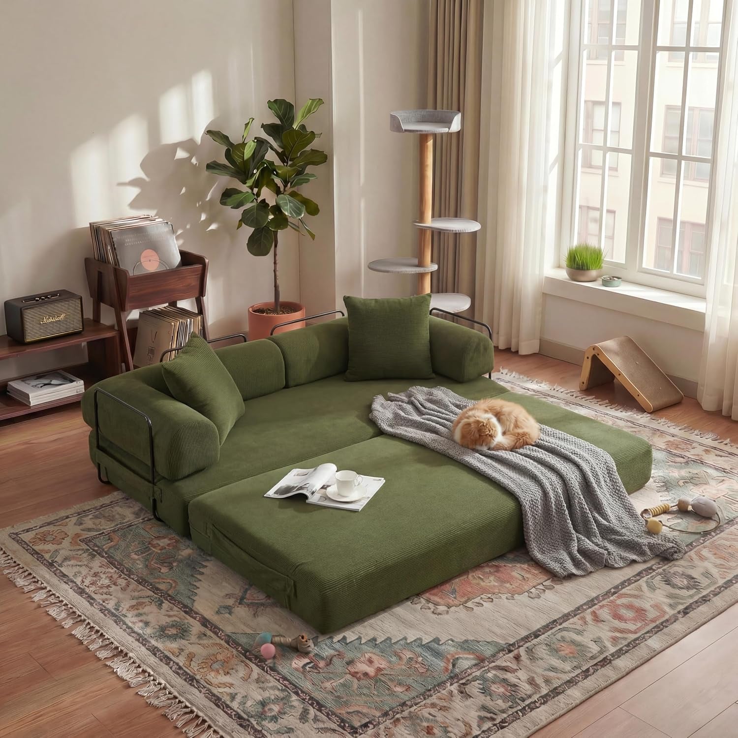 78-convertible-futon-sofa-bed-boneless-couches-for-living-room-green