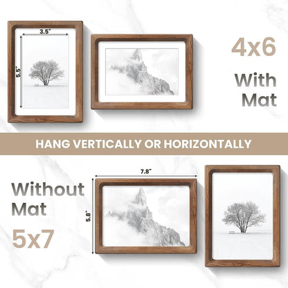 5X7 Picture Frame, Usa-Sourced Walnut Wood Photo Frame with HD Tempered Glass, Wooden 5X7 Frame Matted to 4X6, Handcrafted Rounded Corner Frames for Tabletop or Wall Display3