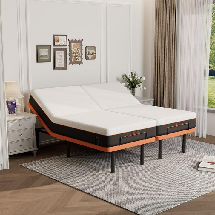 Split King Adjustable Bed Frame with 10" Mattress, Zero Gravity