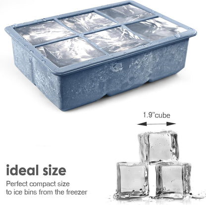 Silicone Ice Cube Trays 3 Pack - Large Size Silicone Ice Cube Molds with Leak Proof Removable Lid Square Ice Cube Tray and BPA Free for Cocktail,Whiskey, Stackable Flexible Ice3