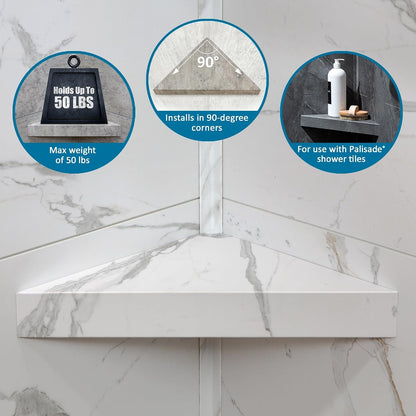 Vinyl Shower Shelf in Carrara Marble/Urban Glacier7