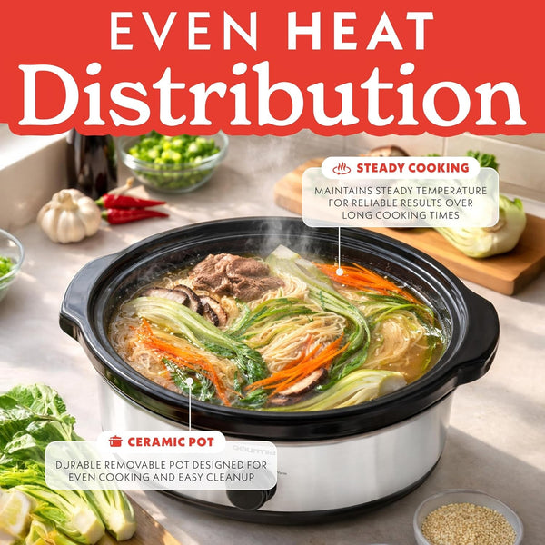 Slow Cooker - 6 Quart Removable Ceramic Pot, Manual Controls with 3 Temperature Settings, Dishwasher Safe Crock and Glass Lid, White7