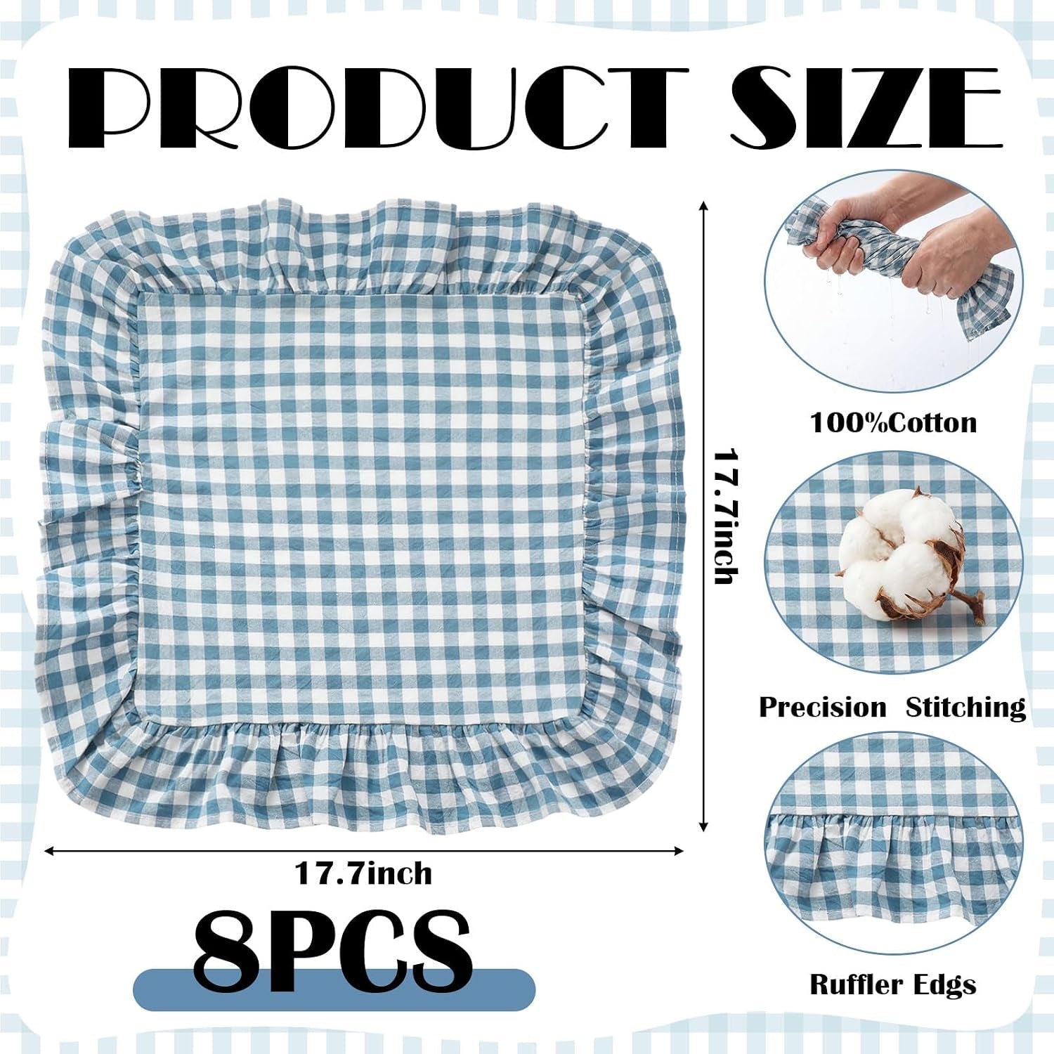 8-pcs-blue-gingham-napkins-cotton-ruffle-checkered-napkin