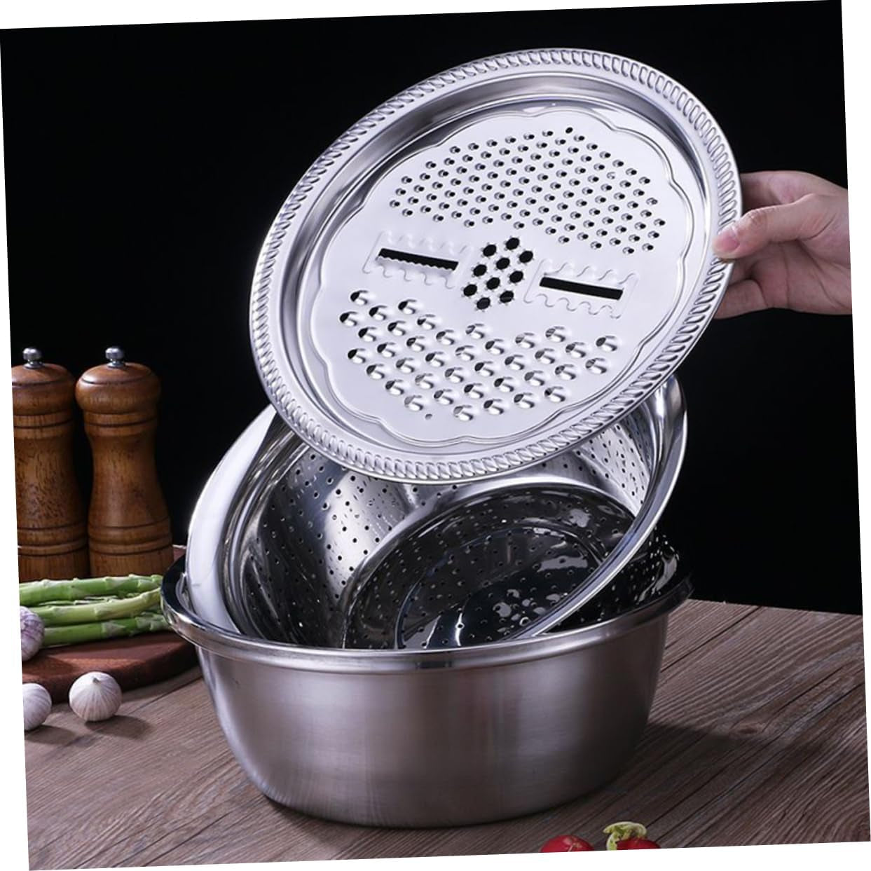 3pcs-stainless-steel-vegetable-slicer-peeler-set-grater-basin-slicing-patterns-easy-to-clean