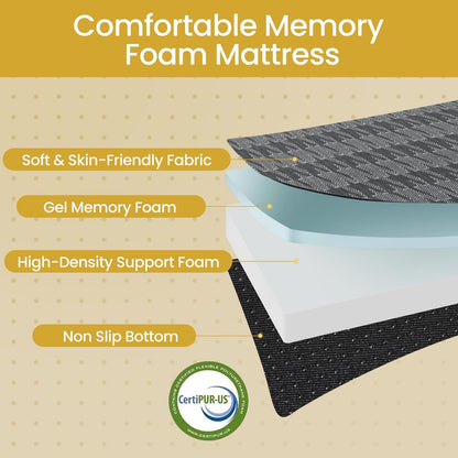 Tri Folding Mattress Queen Size - 6 Inch Dual-Layer Memory Foam Foldable Mattress Portable Floor Bed Sofa with Removable Washable Cover, Handle & Non-Slip Bottom for Travel,Rv,Camping,Guest,Yoga,Black3