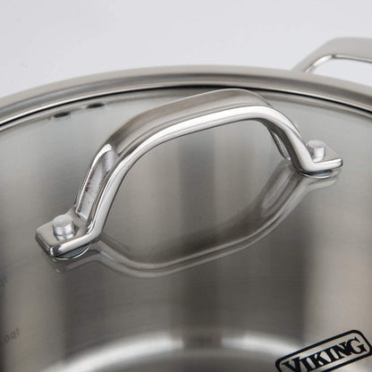 Viking Contemporary 3-Ply Dutch Oven, 5.2 Quart Stainless Steel Cookware Pot with Glass Lid, Dishwasher and Oven Safe, Induction Ready, Silver6
