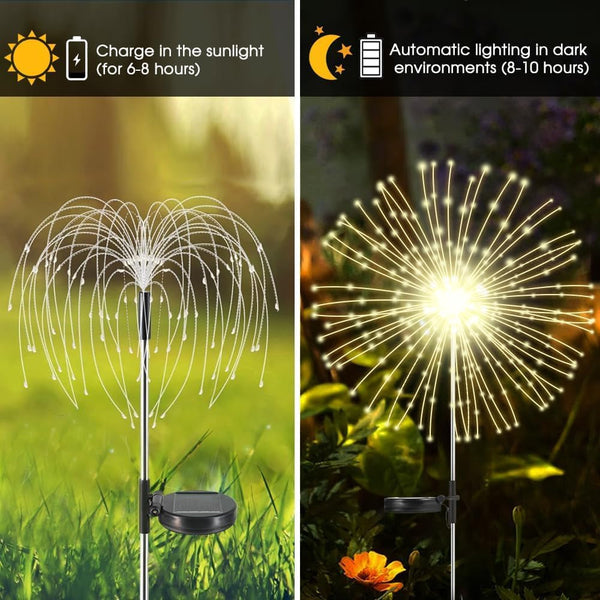 Solar Garden Lights Outdoor,Waterproof Garden, 2PC 200 LED Twinkling Firework Lights Decorative with 8 Modes,Decor for Yard Patio Pathway Lawn for Yard outside Fairy Decorative5