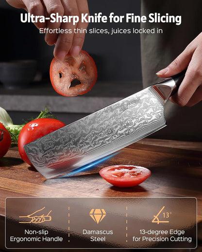 7 Inch Nakiri Knife, Ultra Sharp Damascus Kitchen Knife2
