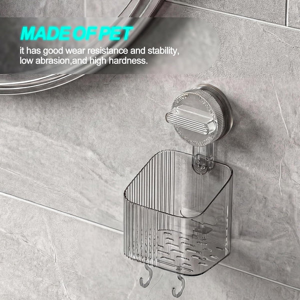 Shower Caddy Suction Cup Shelf Organizer with Hooks Removable, Clear Shower Organizer, Wall Storage Rack2