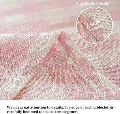 Pink Gingham Tablecloth Rectangle Checkered Table Cloth Cotton Linen Fabric Wrinkle Free Washable Buffalo Plaid Table Cover for Kitchen Dining Picnic Camping, 60 * 75 Inch5