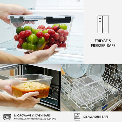 2 Pack Large Glass Storage Containers with Lids 85Oz/10.5Cup Big Airtight Glass Food Storage Containers for Rotisserie Chicken Watermelon Meal Prep, BPA Free, Freezer Dishwasher Oven Safe4