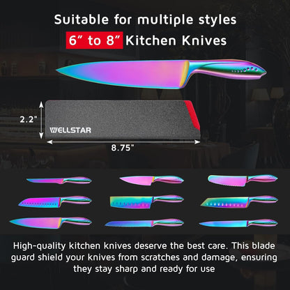 Knife Edge Guards 8 Inch, Universal Blade Covers, BPA Free ABS Protective Blade Sheaths, Non-Scratch Felt Lining Kitchen Knives Covers (Knives Not Included)3
