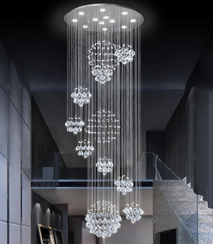 D32'' X H100'' Modern Large Chandelier for Foyer Glam Chandelier Raindrop Crystal Chandeliers LED Dimmable High Ceiling Light Fixtures for Staircaes Hallway Entryway Gold9