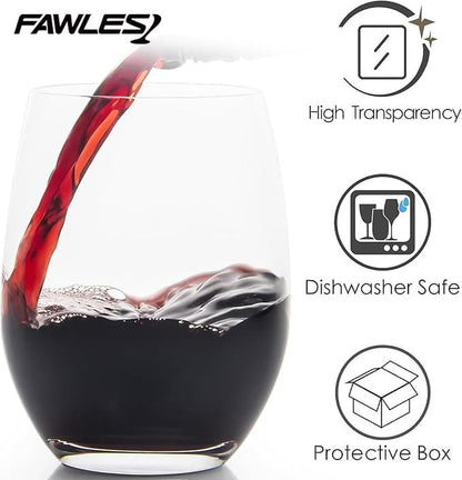 Stemless Wine Glasses Set of 12, 15 Ounce Smooth Rim Standard Wine Glass Tumbler for Red, White Wine, Dishwasher Safe3