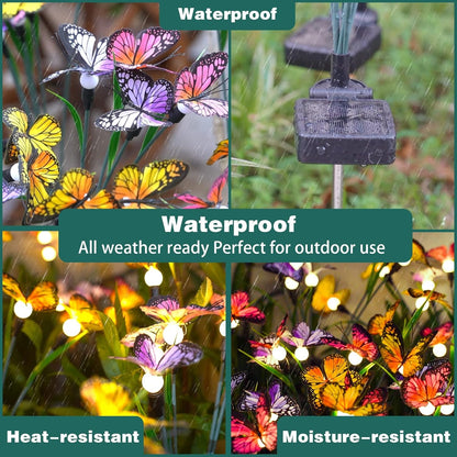 Solar Garden Lights - 2 Pack Swaying Butterfly Light, Swaying in the Wind, Solar Outdoor Lights, Yard Patio Pathway Decoration, High Flexibility Iron Wire & Realistic Butterflies4