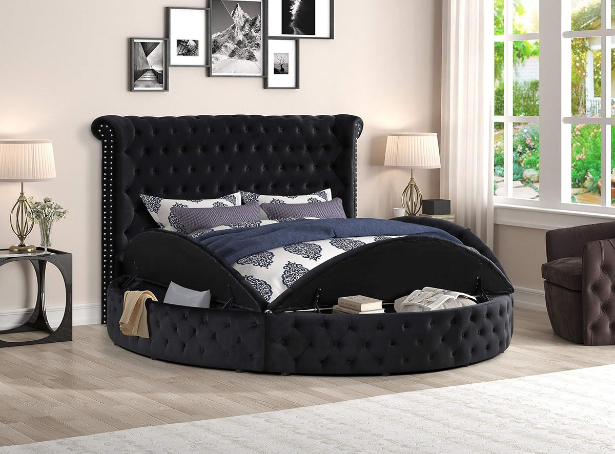 lexi-round-upholstered-velvet-platform-bed-frame-black-king