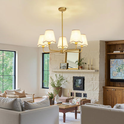 Modern Gold Chandelier 5-Light Farmhouse Chandelier for Dining Room Industrial Dining Kitchen Light Fixture over Table Ceiling Chandelier for Bedroom Living Room Foyer Entryway8